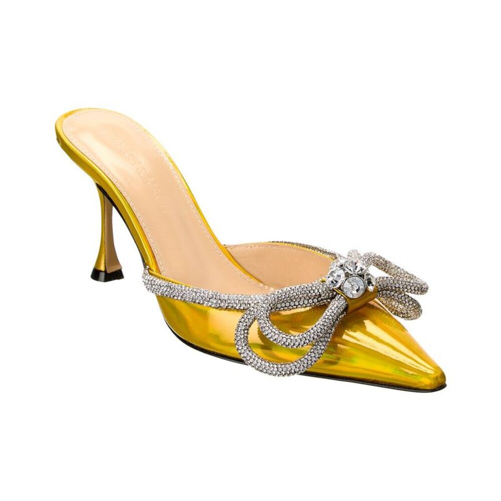Mach & Mach Double Bow Leather Mule, Yellow
